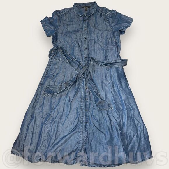 ESprit Light Weight Blue Button Down Dress Size 10 - Picture 5 of 11